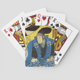 黄色い背景の武士のUkiyo-eの絵画 トランプ