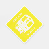 黄色い背景の白いシカゴ「L」プロフィール スタンダードランチョンナプキン (角)