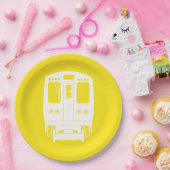 黄色い背景の白いシカゴ「L」プロフィール ペーパープレート (パーティー)