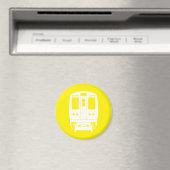 黄色い背景の白いシカゴ「L」プロフィール マグネット (インサイチュ (食洗機))