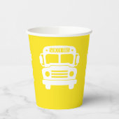 黄色い背景の白いスクールバス 紙コップ (左)