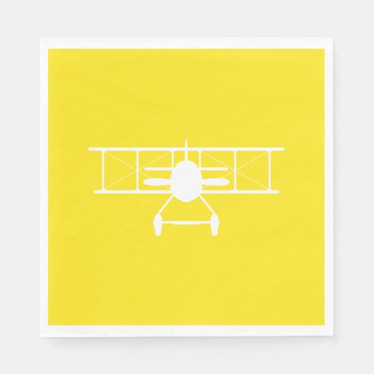 黄色い背景の白い二面縦断 スタンダードランチョンナプキン (正面)