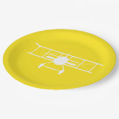 黄色い背景の白い二面縦断 ペーパープレート (アングル)