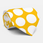 黄色い背景の白い水玉模様 ネクタイ (ロール)