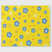 黄色い背景の花柄 ラッピングペーパー (フラット)