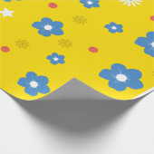 黄色い背景の花柄 ラッピングペーパー (角)