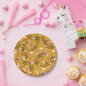 黄色い背景の花 ペーパープレート (パーティー)