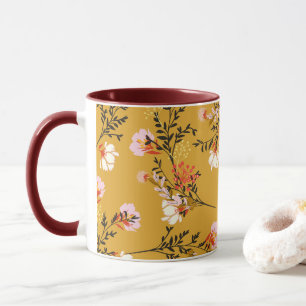 黄色い背景の花 マグカップ