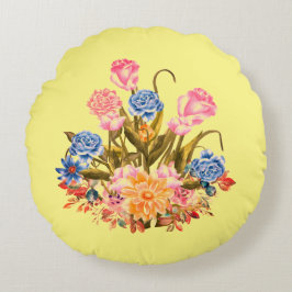 黄色い背景の花 ラウンドクッション