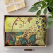 黄色い背景の鳥と花 薄葉紙 (ギフト)