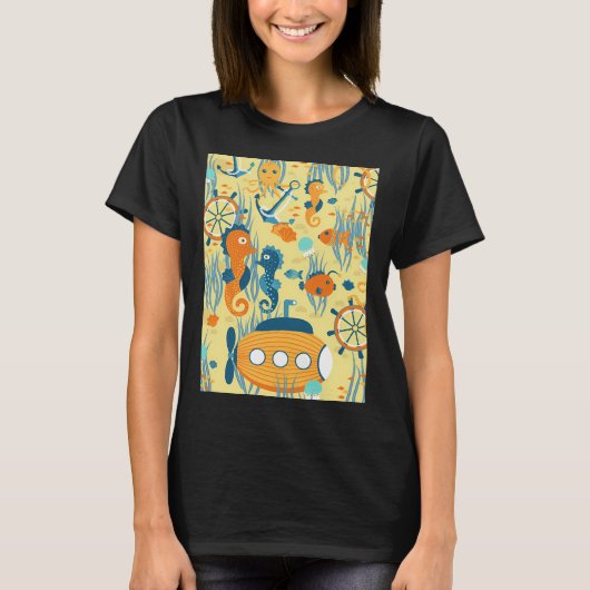 黄色い背景の黄色い飛行船 Tシャツ (正面)