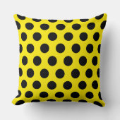 黄色い背景の黒い円 クッション (正面)