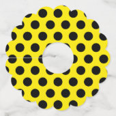 黄色い背景の黒い円 ワイングラスタグ (正面)