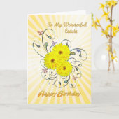 黄色い花が付いているいとこのバースデー・カードのため カード (黄色い花)