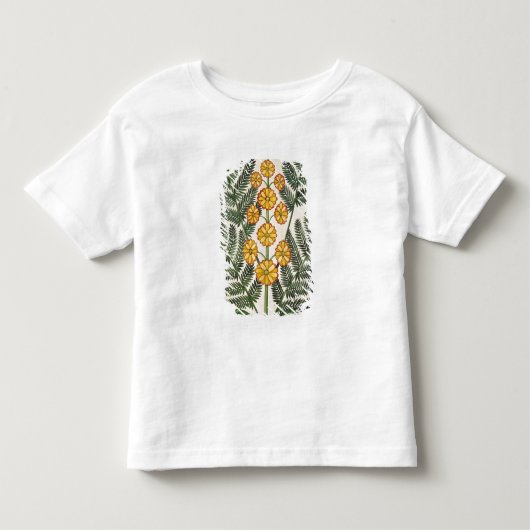 黄色い花が付いているシダ トドラーTシャツ (正面)