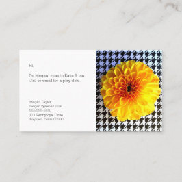 黄色い花が付千鳥格子のく コーリングカード