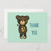 黄色い花が咲き誇る可愛いブラウンベア ポストカード (正面/裏面)