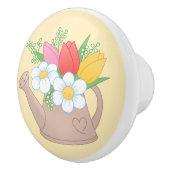 黄色い花が咲く園散水缶 セラミックノブ (右)