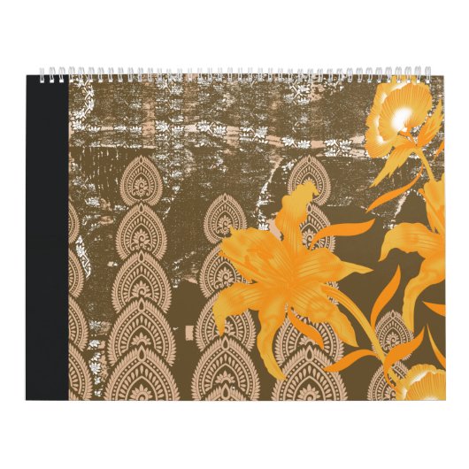 黄色い花が絵を描付いているデザイン カレンダー (カバー)