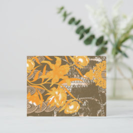 黄色い花が絵を描付いているデザイン ポストカード