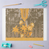 黄色い花が絵を描付いているデザイン 薄葉紙 (クラフト)