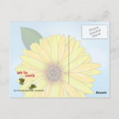 黄色い花でのハチのランチデート ポストカード (裏面)