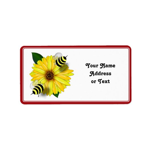 黄色い花で出会うハチミツの漫画 ラベル (正面)