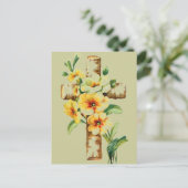 黄色い花で十字を切る ポストカード (スタンド正面)