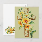 黄色い花で十字を切る ポストカード (正面/裏面)