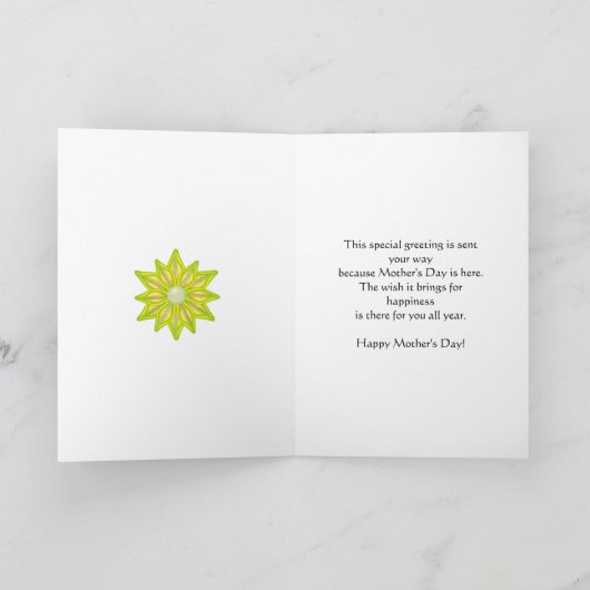 黄色い花との友人の母の日のため カード (内部)