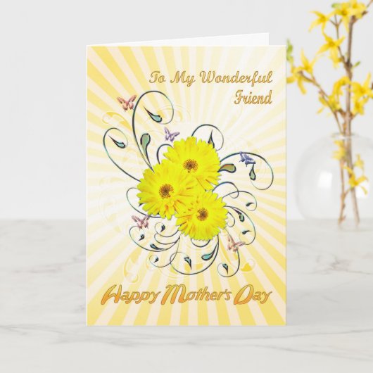黄色い花との友人の母の日のため カード (黄色い花)
