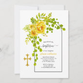 黄色い花とアーチフローラバプテスマ 招待状 (正面)
