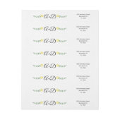 黄色い花とイニシャル結婚フローラ ラップアラウンドラベル (シート)