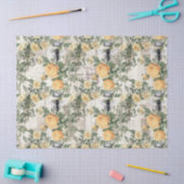 黄色い花とクイーンビーのデコパージュ 薄葉紙 (クラフト)