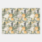 黄色い花とクイーンビー ラッピングペーパーシート (正面)