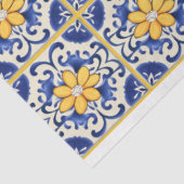 黄色い花とグラウト付きの青いタイル 薄葉紙 (詳細)