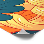 黄色い花とシームレスな背日本の景c ポスター (角)