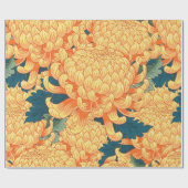 黄色い花とシームレスな背日本の景c ラッピングペーパー (フラット)