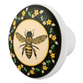 黄色い花とビービクトリアンビー セラミックノブ (右)