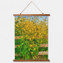黄色い花とフェンスのタペストリー 吊り下げ型タペストリー