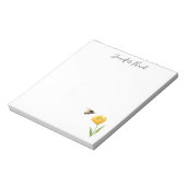 黄色い花とミツバチイラストレーション ノートパッド (回転)