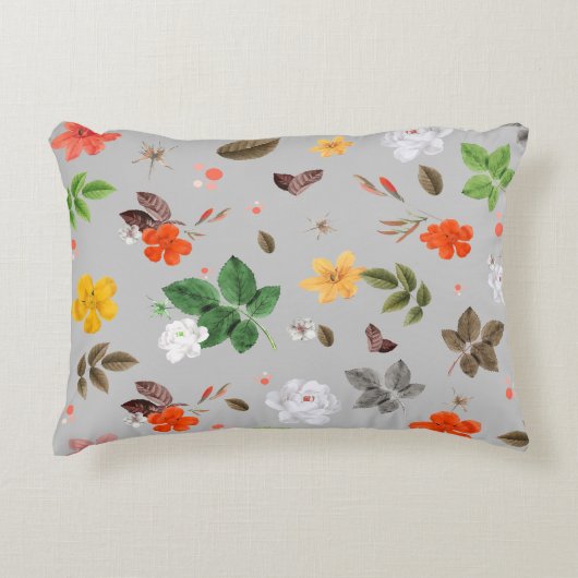 黄色い花と白いバラ11 アクセントクッション (正面)