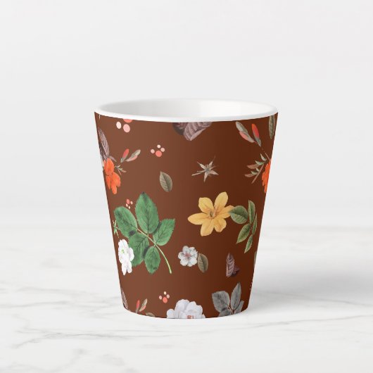 黄色い花と白いバラ12 カフェラテマグ (正面)