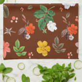 黄色い花と白いバラ12 キッチンタオル (折り畳み)