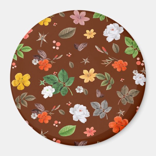 黄色い花と白いバラ12 マグネット (正面)