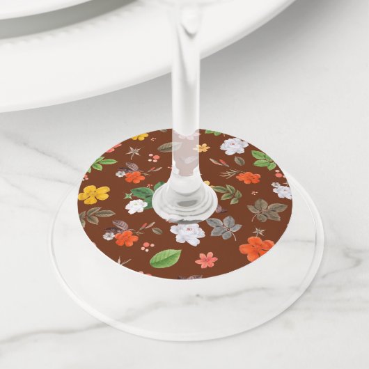 黄色い花と白いバラ12 ワイングラスタグ (クローズアップ)