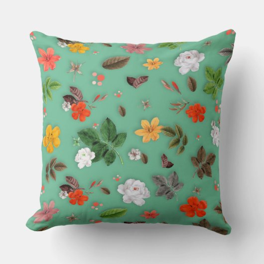 黄色い花と白いバラ14 クッション (正面)