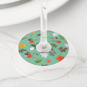 黄色い花と白いバラ14 ワイングラスタグ