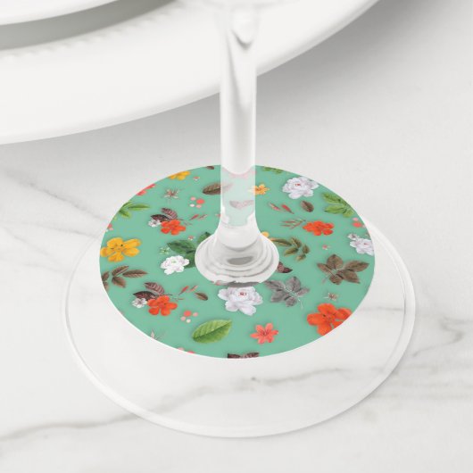 黄色い花と白いバラ14 ワイングラスタグ (クローズアップ)