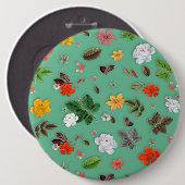 黄色い花と白いバラ14 缶バッジ (正面&裏面)